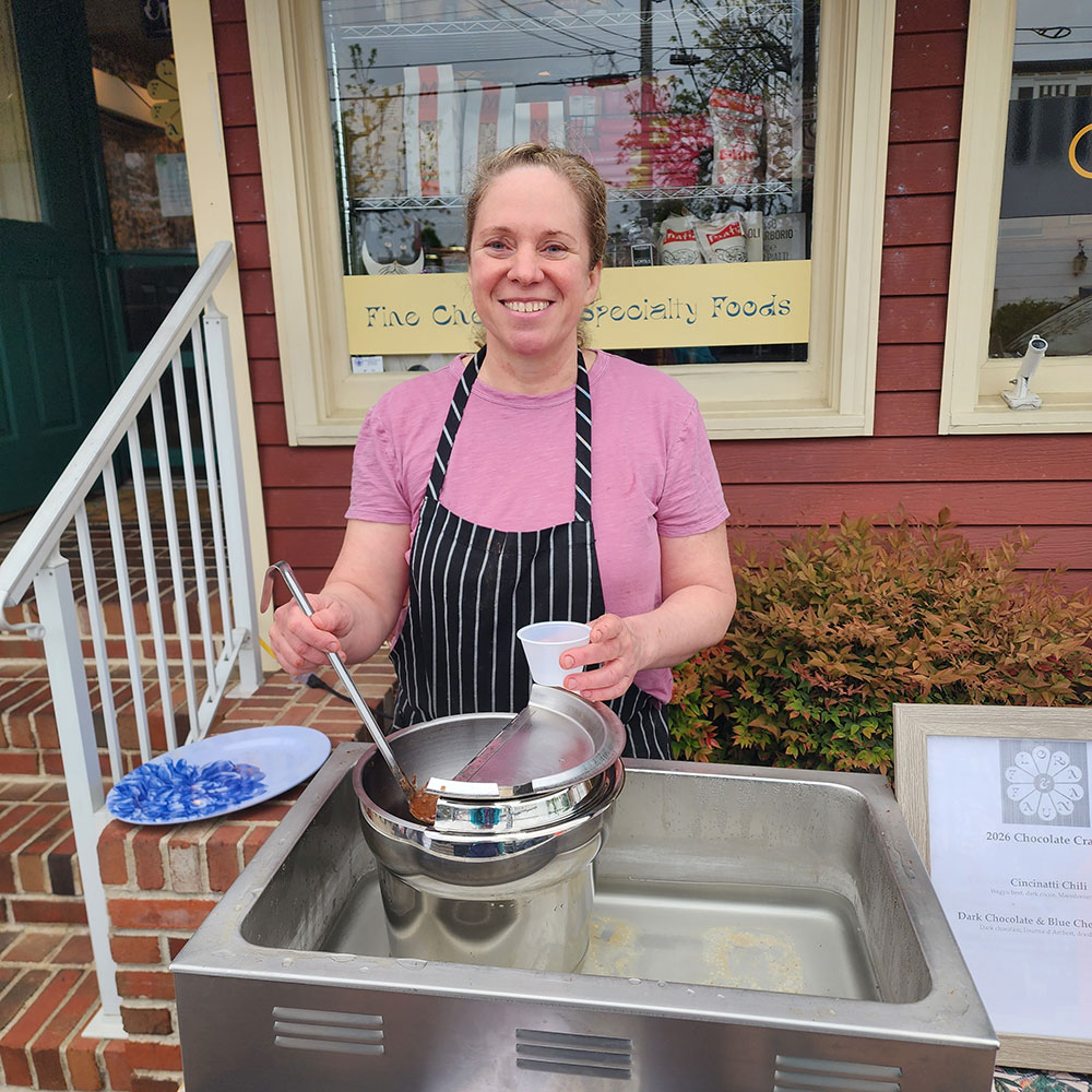 Julie at Flora & Fauna is a new competitor and delivered savory Cincinnati chili, chocolate Wagyu meatballs, and a chocolate and blue cheese truffle.