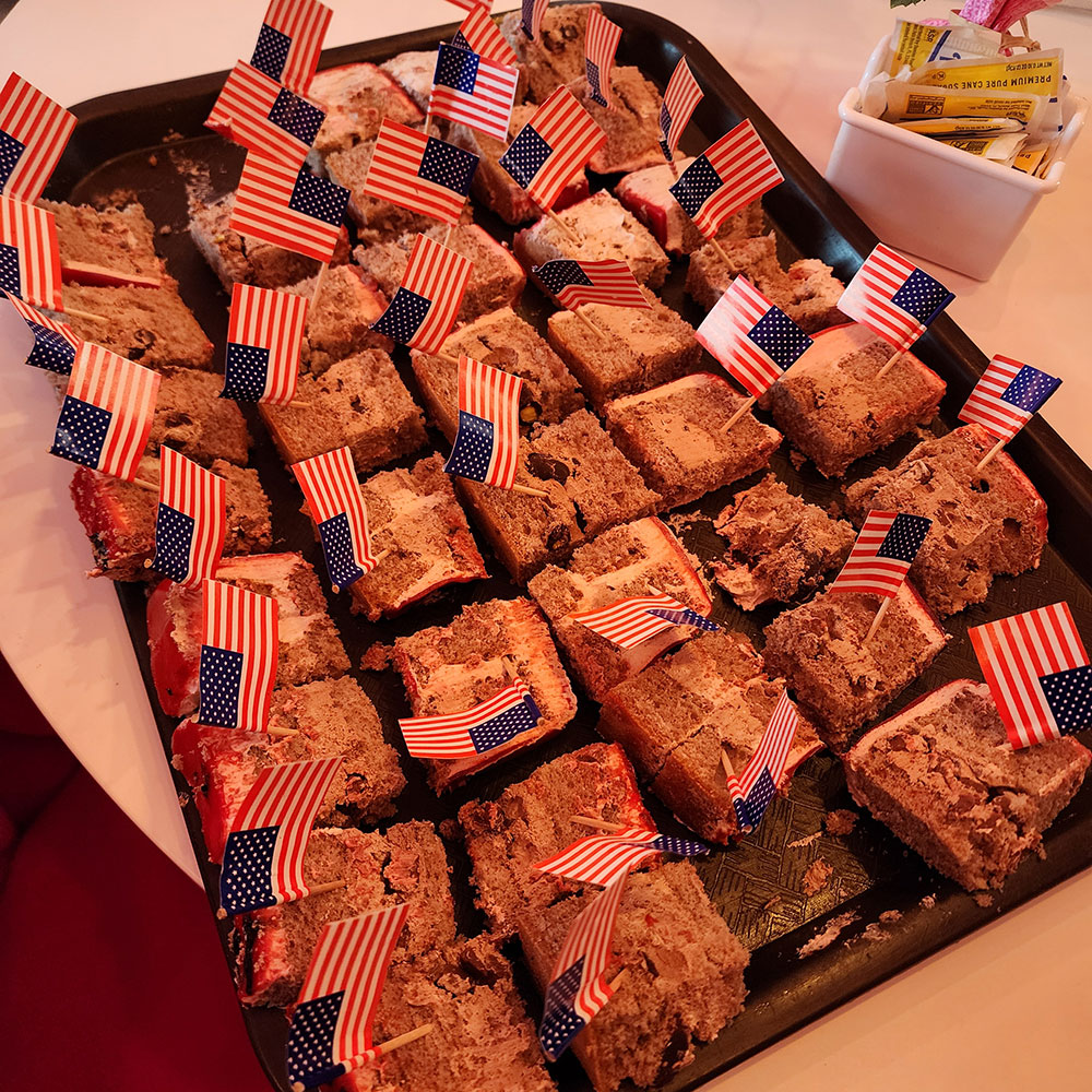 Laurie at the Pink Flamingo Café seemed to play on the pink theme when she created the delicious chocolate raspberry cake.