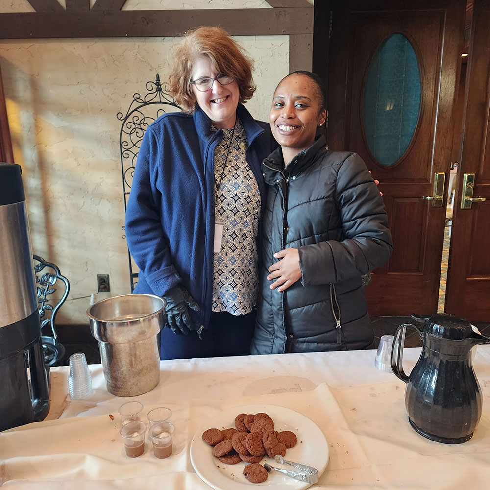Kathy and Konica at Victoria team up to serve the Mexican chocolate cookie designed to be dipped in the Hot Choco-Rita for maximum enjoyment.